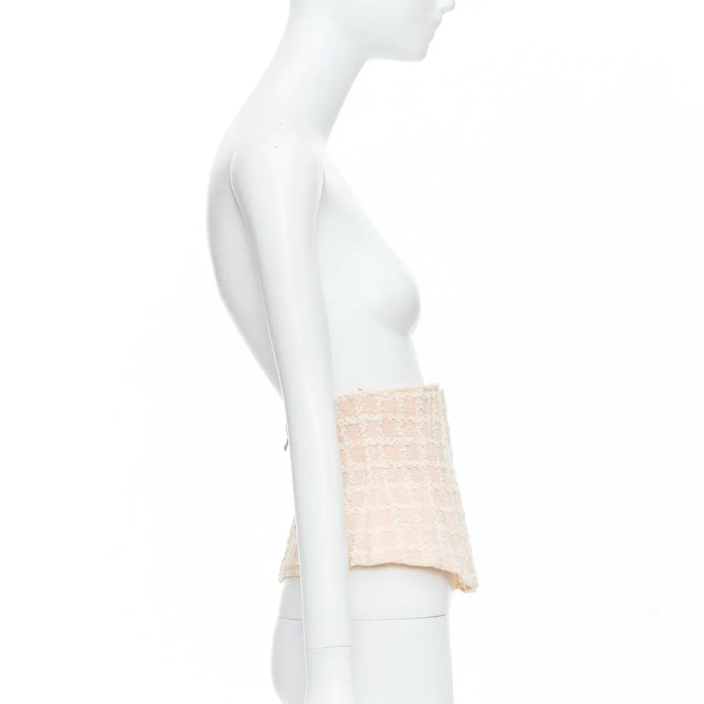 Chanel Silver Bow Black Boots Pink Tweed Very good - Model View