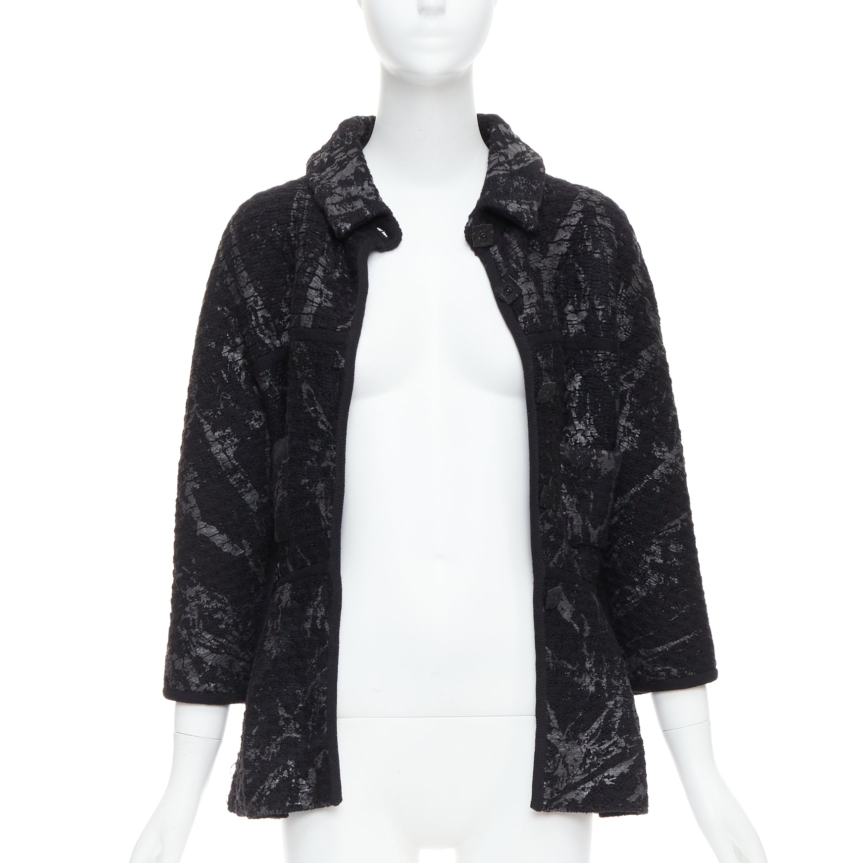 Chanel Grey Tweed Coat - Image 6