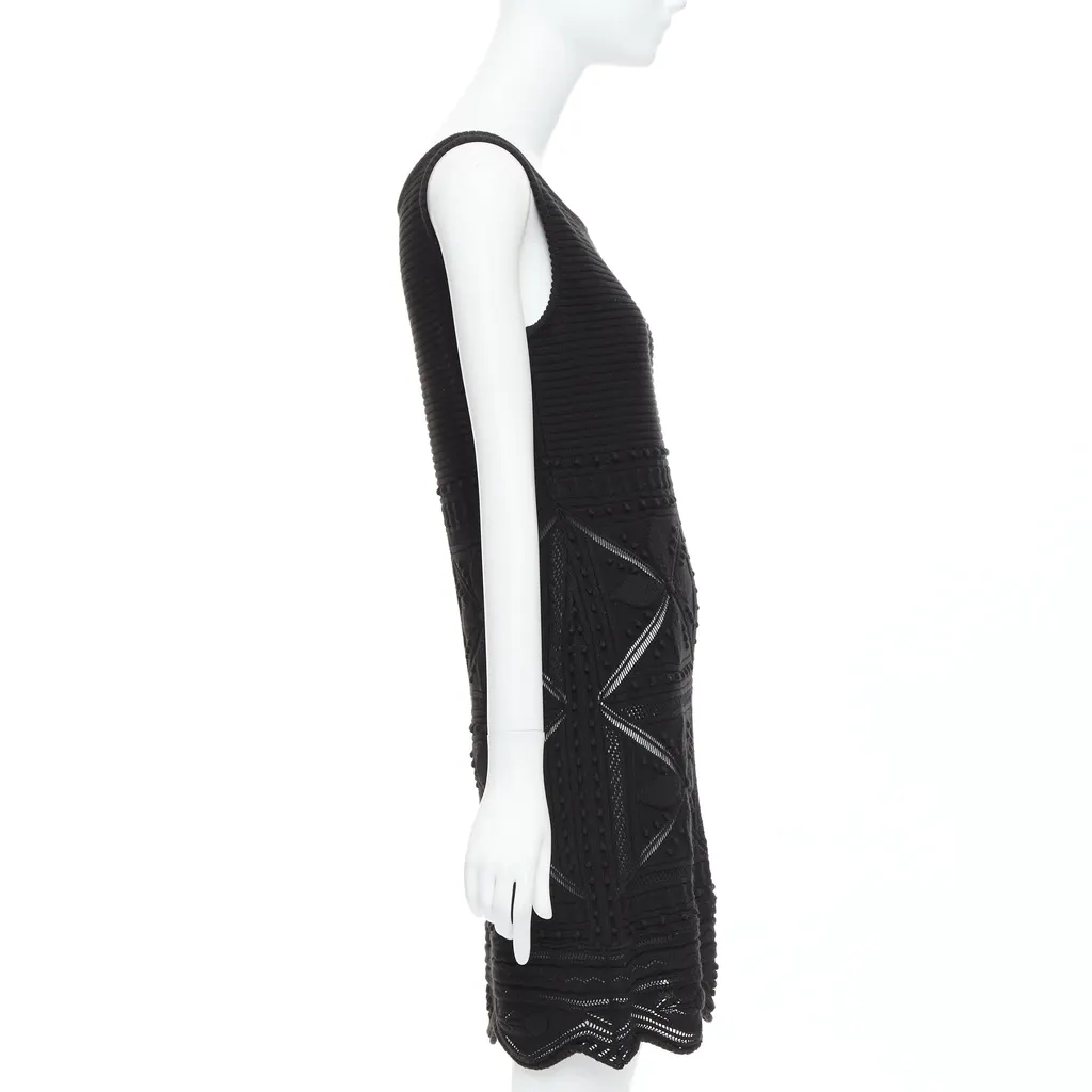 Chanel Pointelle Floral Dress Black Cotton Never worn - Model View