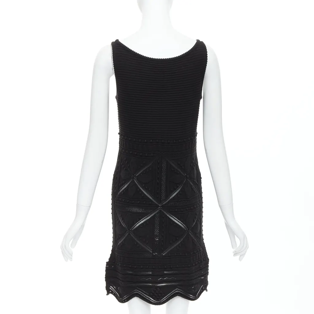 Chanel Pointelle Floral Dress Black Cotton Never worn - Box View