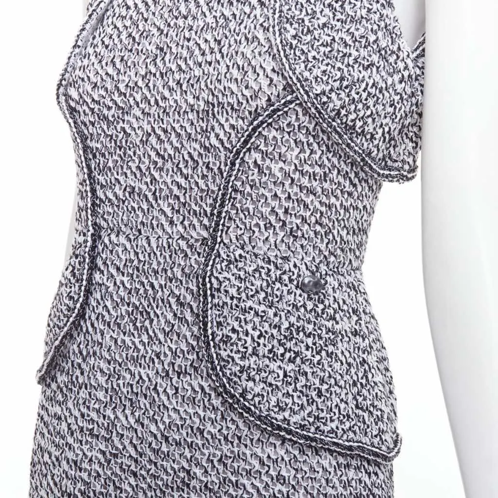Chanel Tweed Ruffle Dress Black Cotton Never worn - Back View