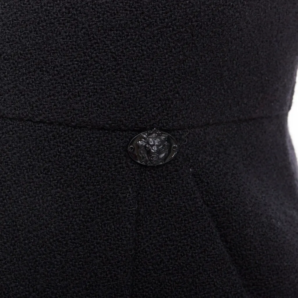 Chanel Houndstooth Shift Dress Black Wool Never worn - Back View