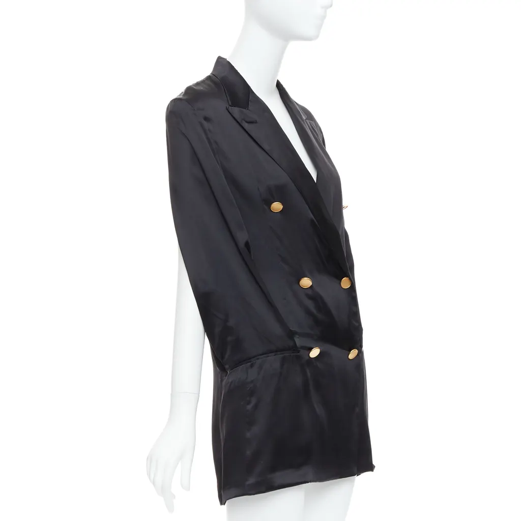 Maison Martin Margiela Tucked Sleeve Blazer Dress Black Silk Very good - Inside View