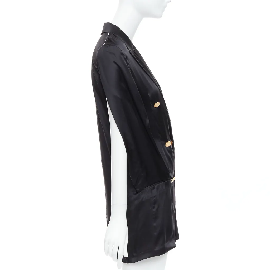 Maison Martin Margiela Tucked Sleeve Blazer Dress Black Silk Very good - Model View