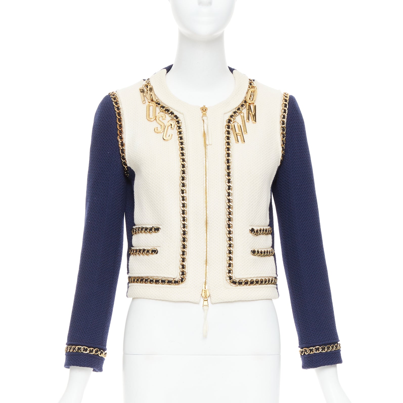 Moschino Navy Gold Tweed Jacket