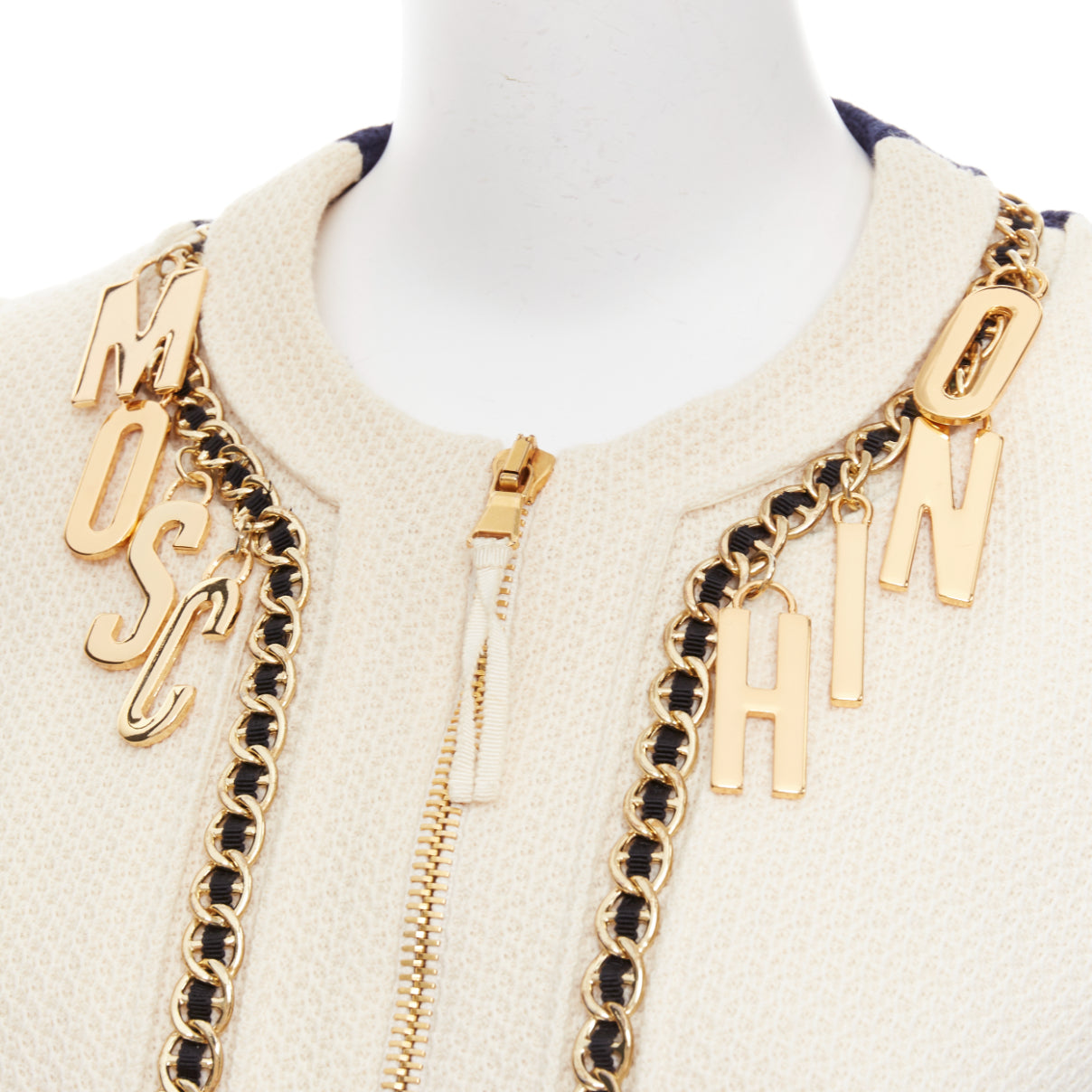 Moschino Navy Gold Tweed Jacket - Back view