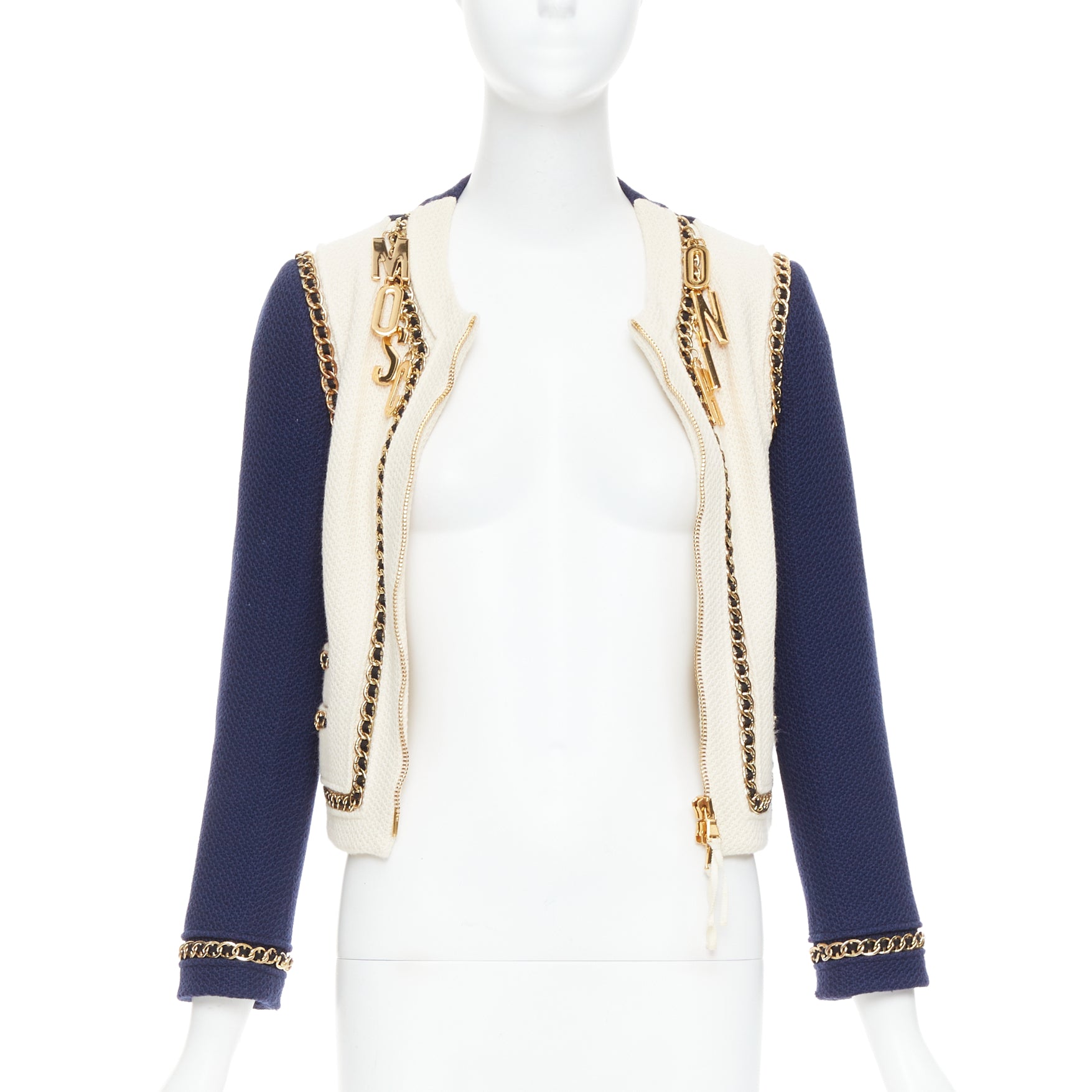 Moschino Navy Gold Tweed Jacket - Image 6