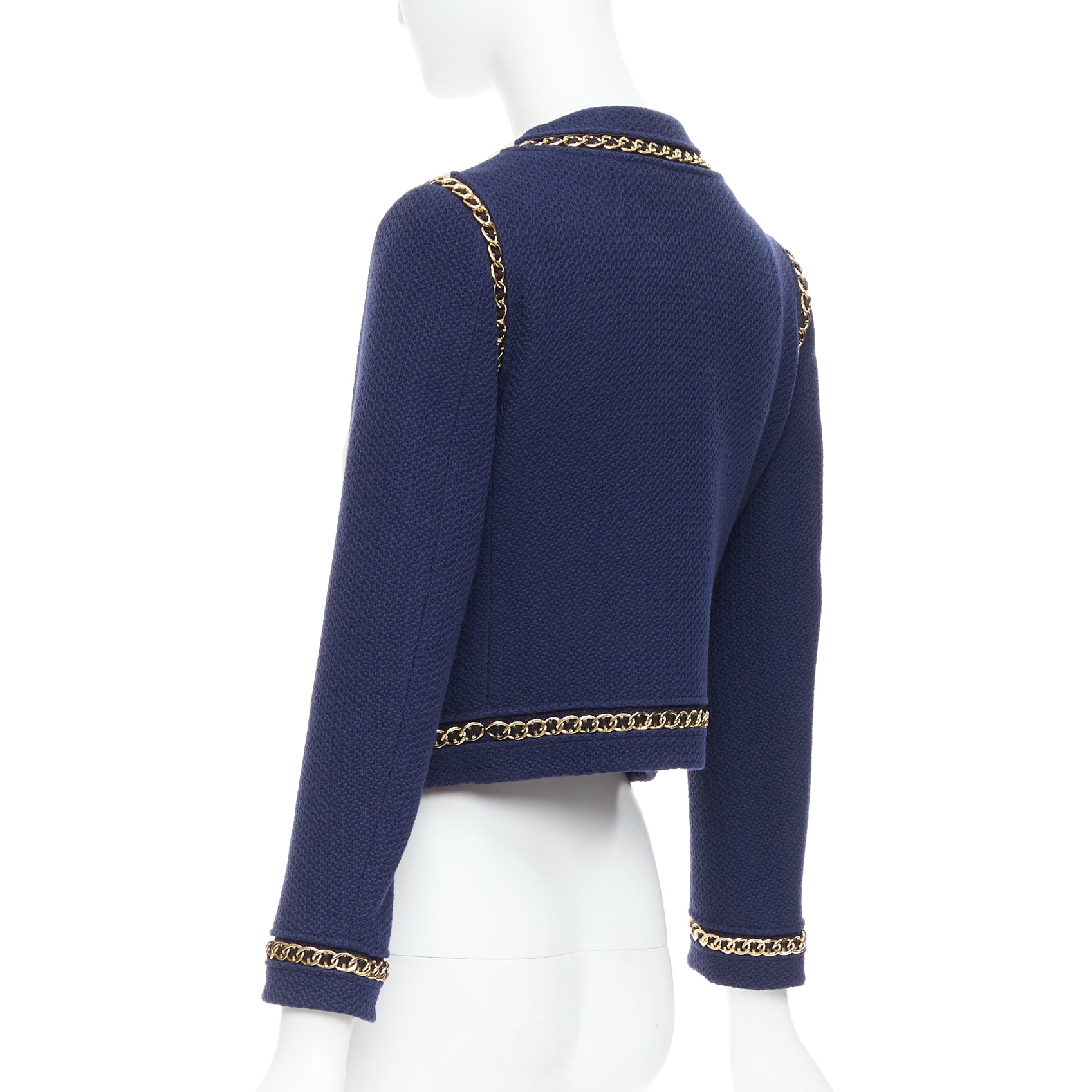 Moschino Navy Gold Tweed Jacket - Detail 2