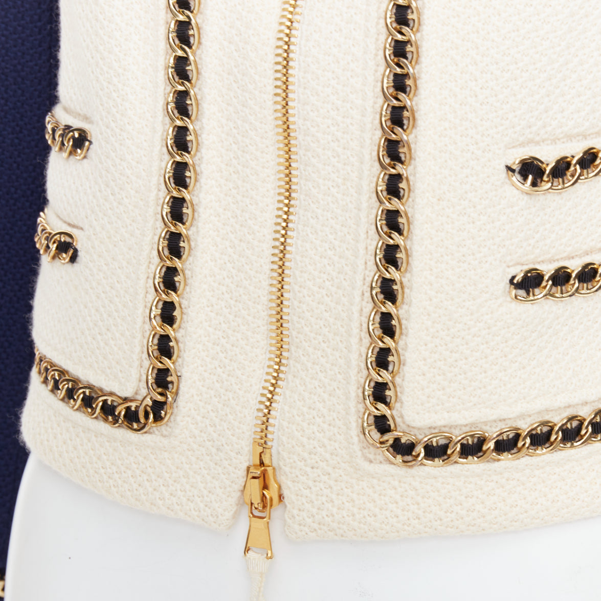 Moschino Navy Gold Tweed Jacket - Image 10