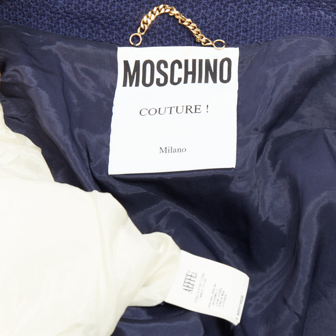Moschino Navy Gold Tweed Jacket - Image 11