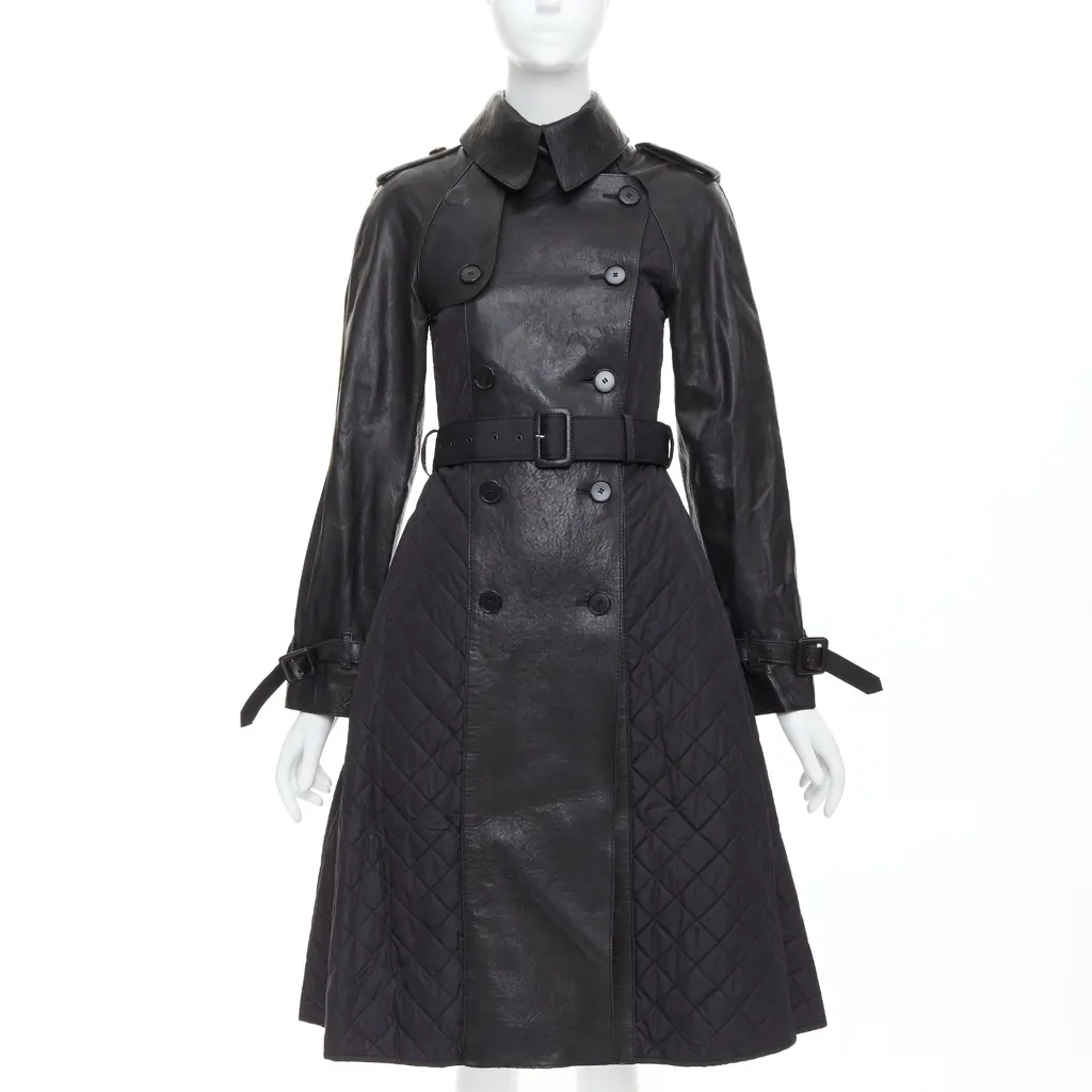 Jean Paul Gaultier Quilted Trench Coat Black Good - Front View