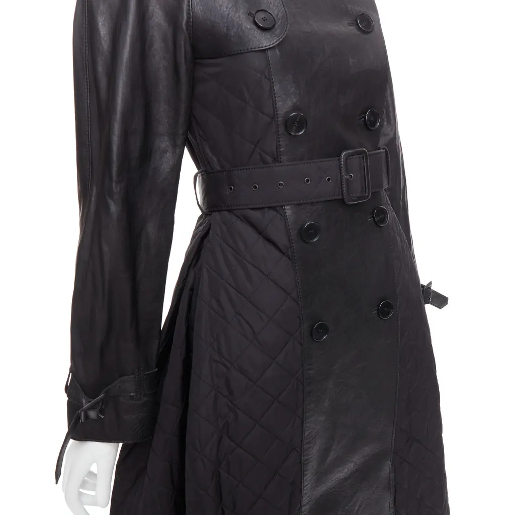 Jean Paul Gaultier Quilted Trench Coat Black Good - Back View