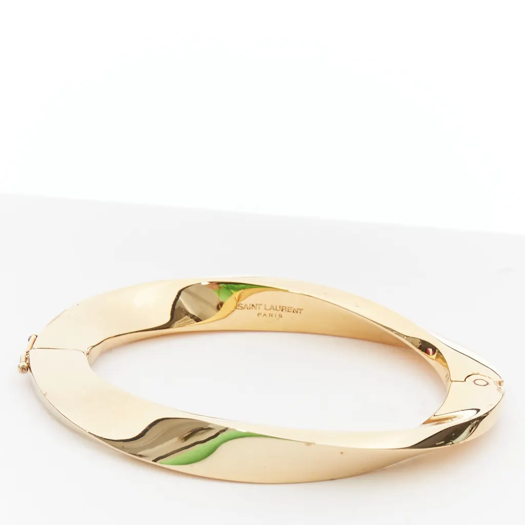 Saint Laurent Twisted Gold Hard Bangle Gold Metal Very good - Model View