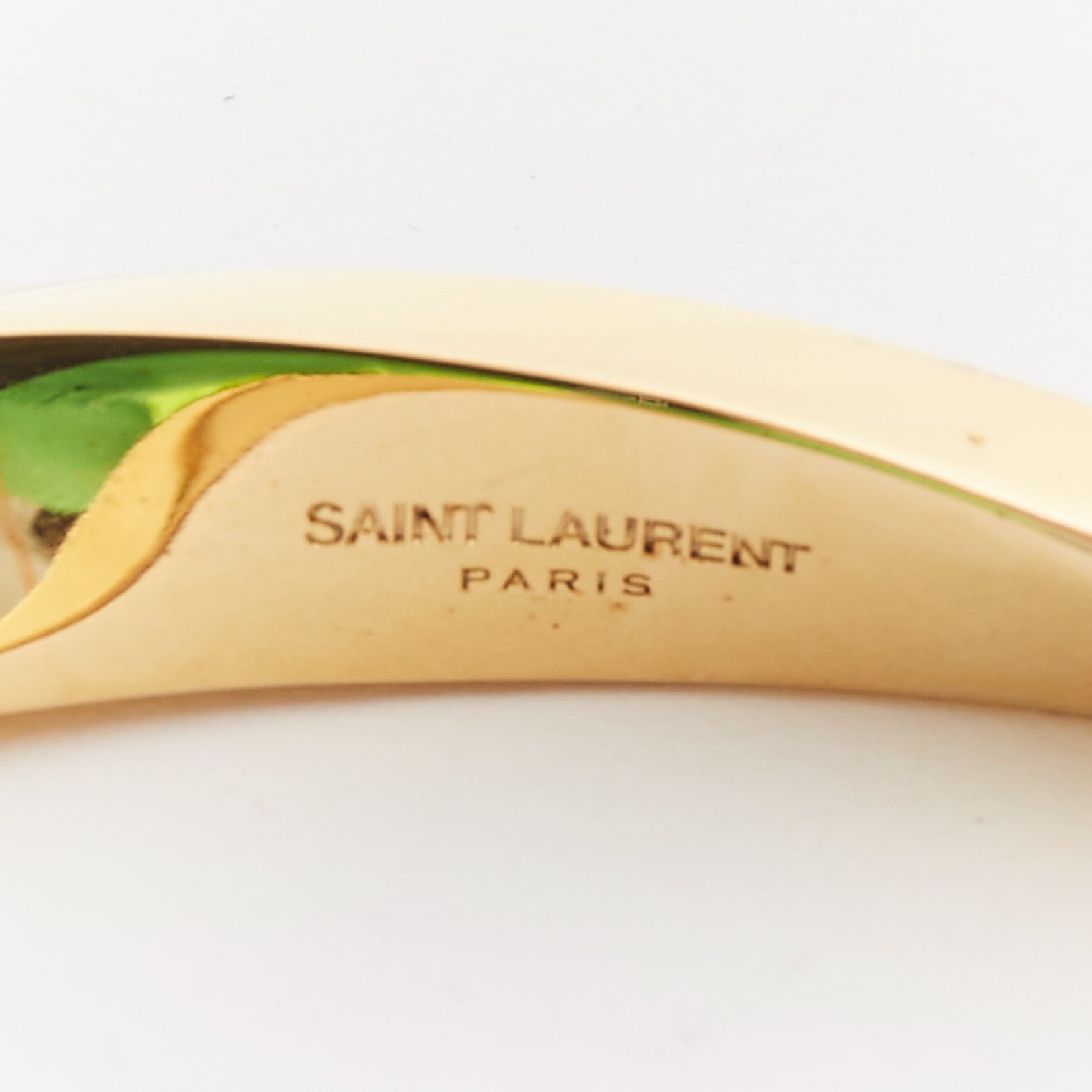 Saint Laurent Twisted Gold Hard Bangle - Side view