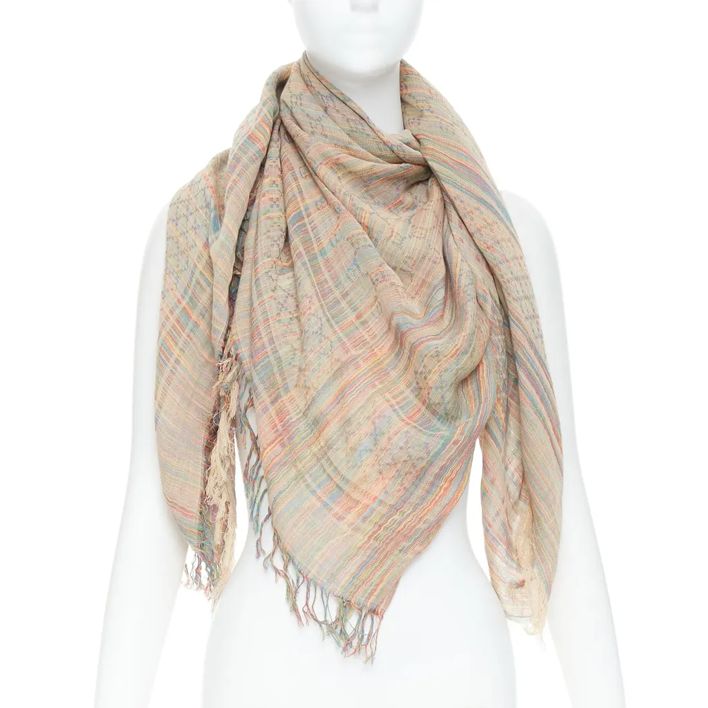 Gucci Rainbow GG Scarf MultiColor Cotton Never worn - Front View
