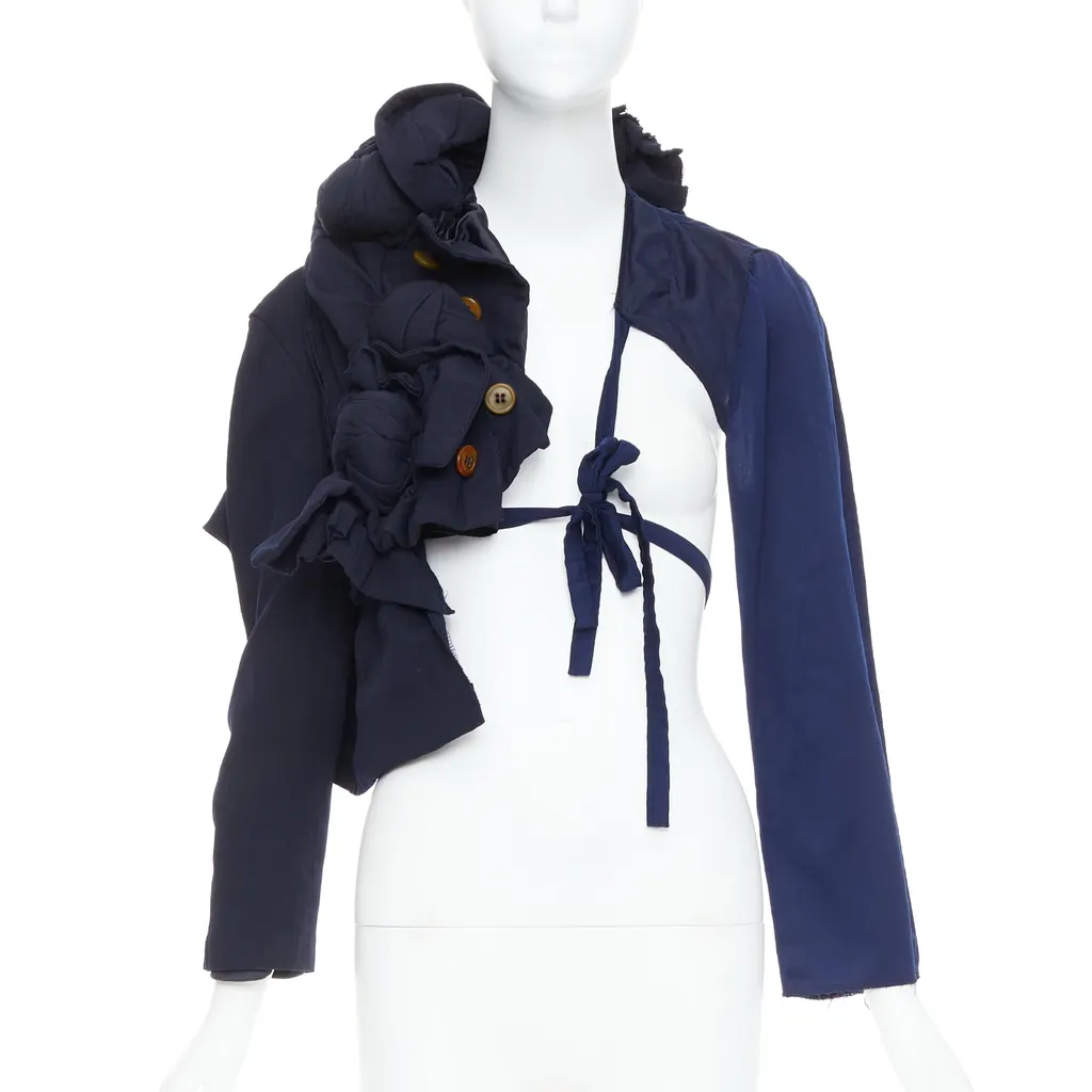 Comme Des Garcons Knot Tie Jacket Navy Polyester Good - Front View