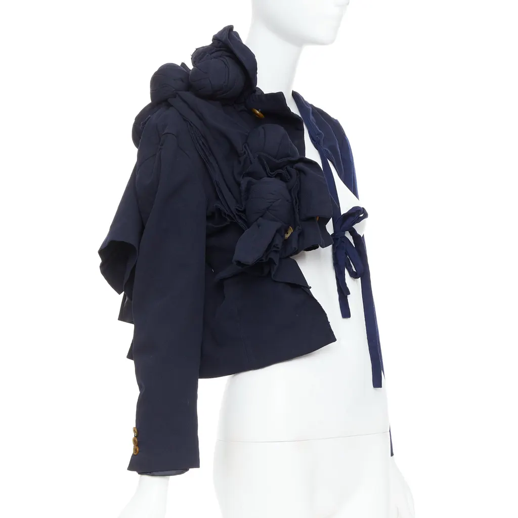 Comme Des Garcons Knot Tie Jacket Navy Polyester Good - Back View