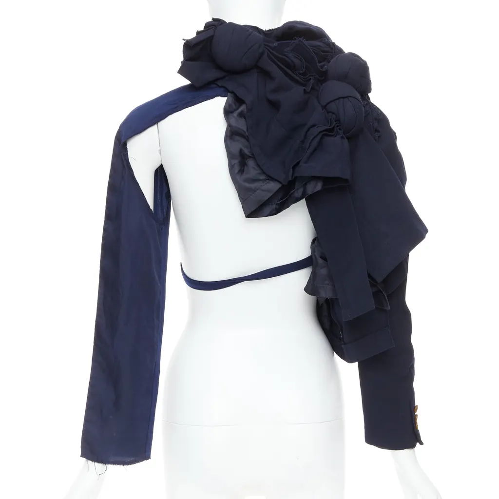 Comme Des Garcons Knot Tie Jacket Navy Polyester Good - Model View