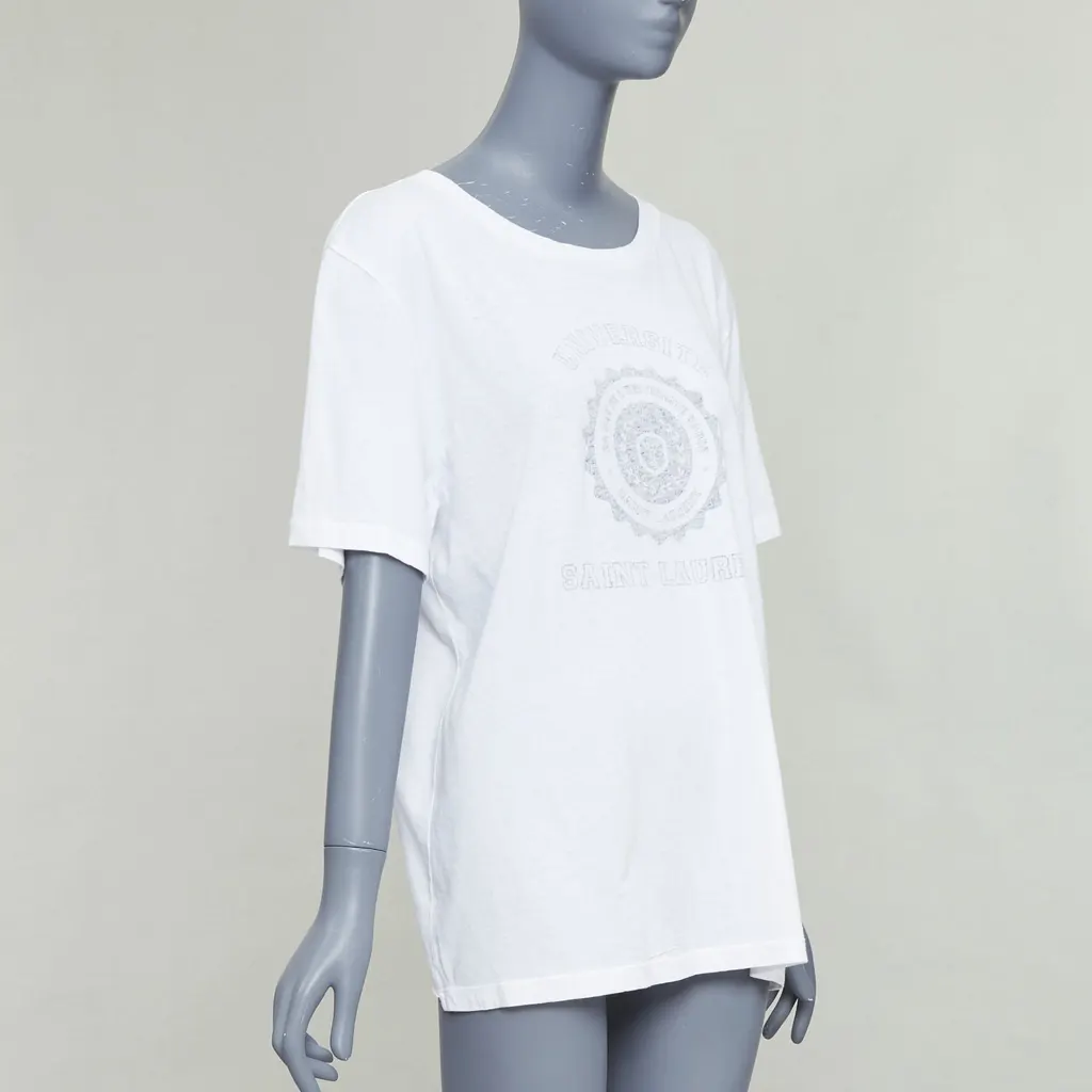 Saint Laurent Universite Print T-Shirt Ecru Cotton Very good - Inside View