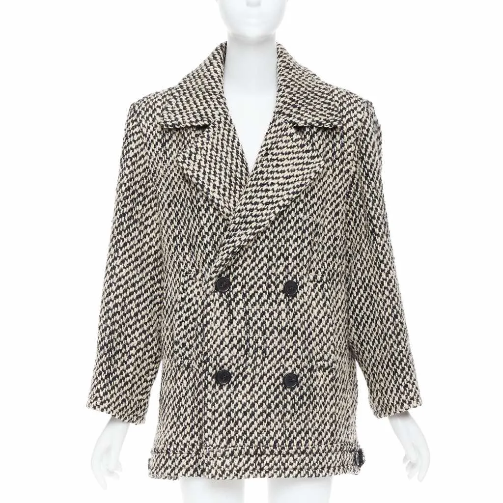 Saint Laurent Grey Oversized Coat Black Wool Never worn, with tag - Front View