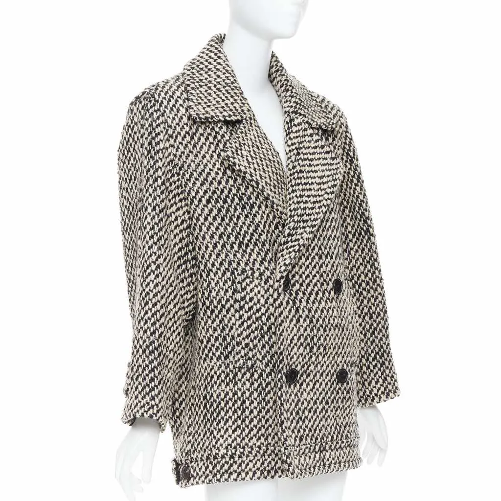 Saint Laurent Grey Oversized Coat Black Wool Never worn, with tag - Inside View