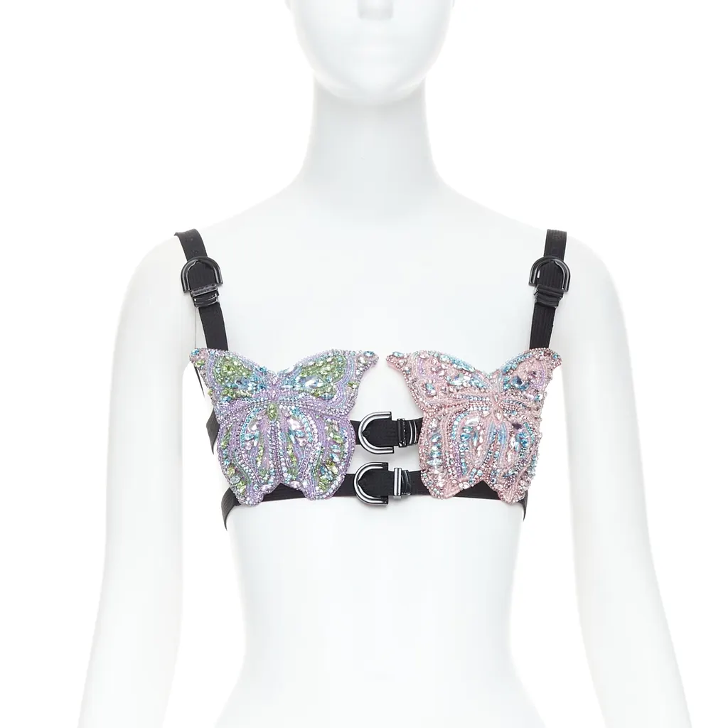 Versace Crystal Butterfly Bra Pink Polyester Never worn, with tag - Front View