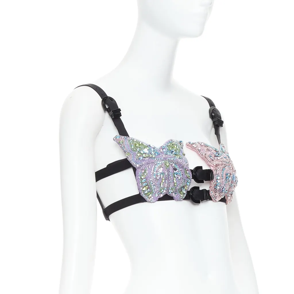 Versace Crystal Butterfly Bra Pink Polyester Never worn, with tag - Inside View
