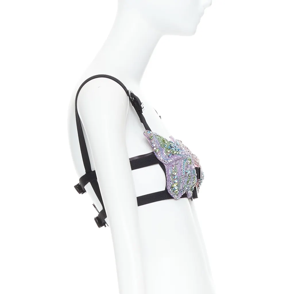 Versace Crystal Butterfly Bra Pink Polyester Never worn, with tag - Model View
