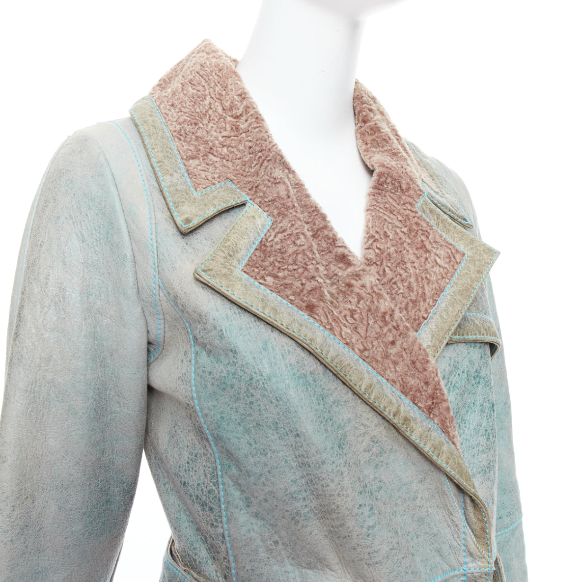 Dior Blue Leather Coat - Back view