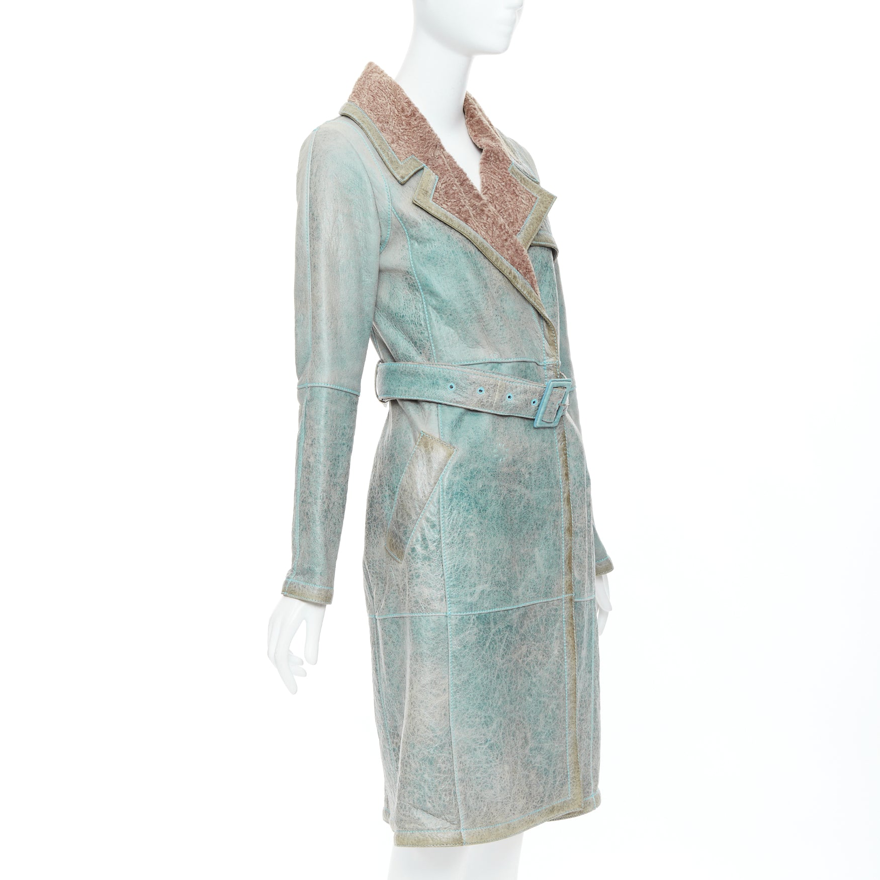 Dior Blue Leather Coat - 4