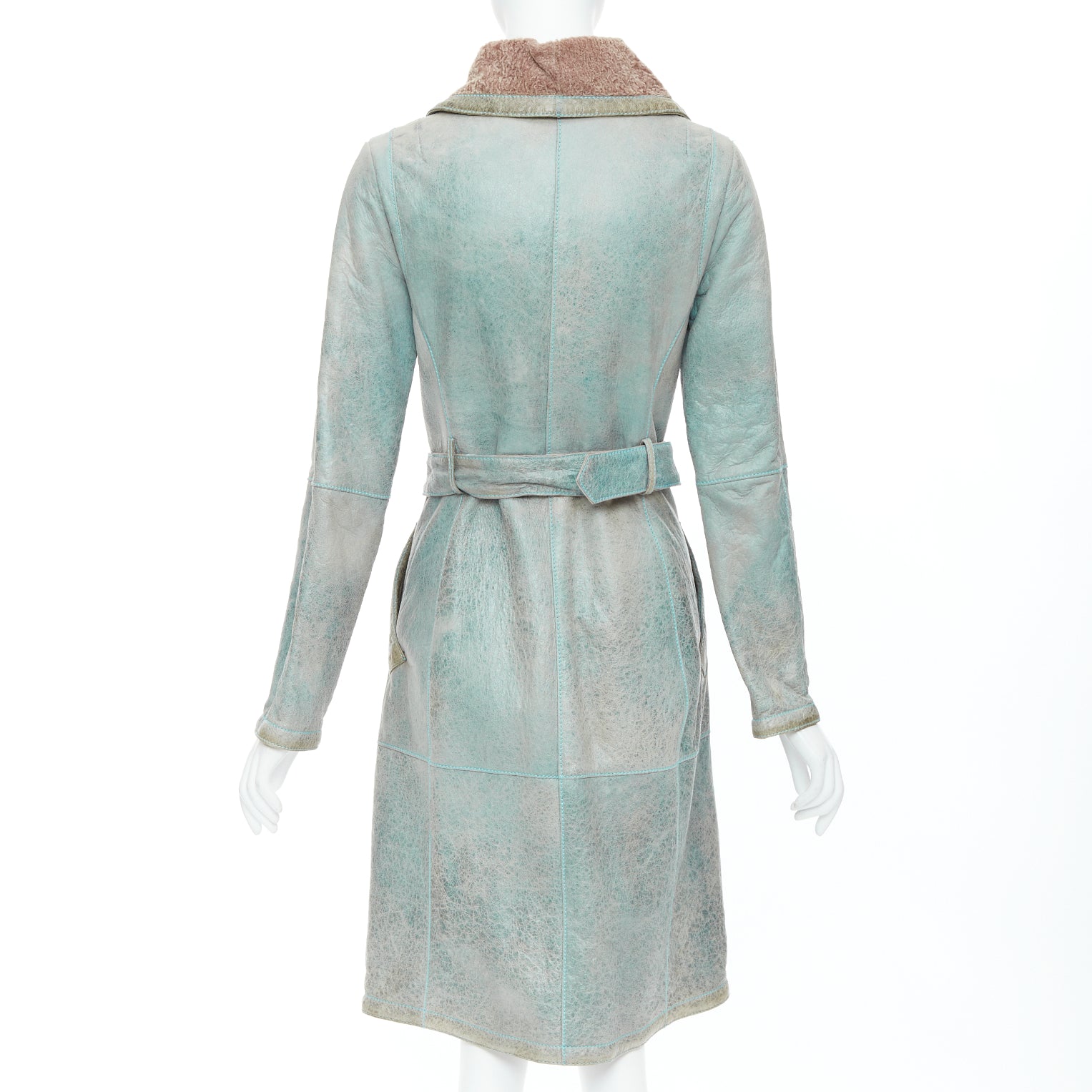 Dior Blue Leather Coat - Detail 1