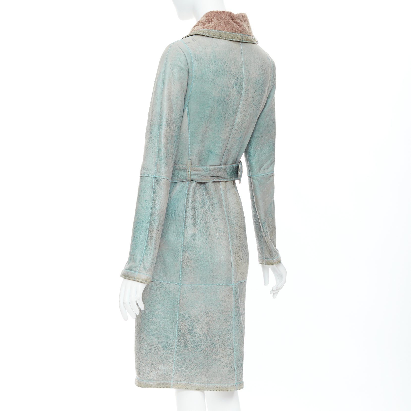 Dior Blue Leather Coat - Detail 2