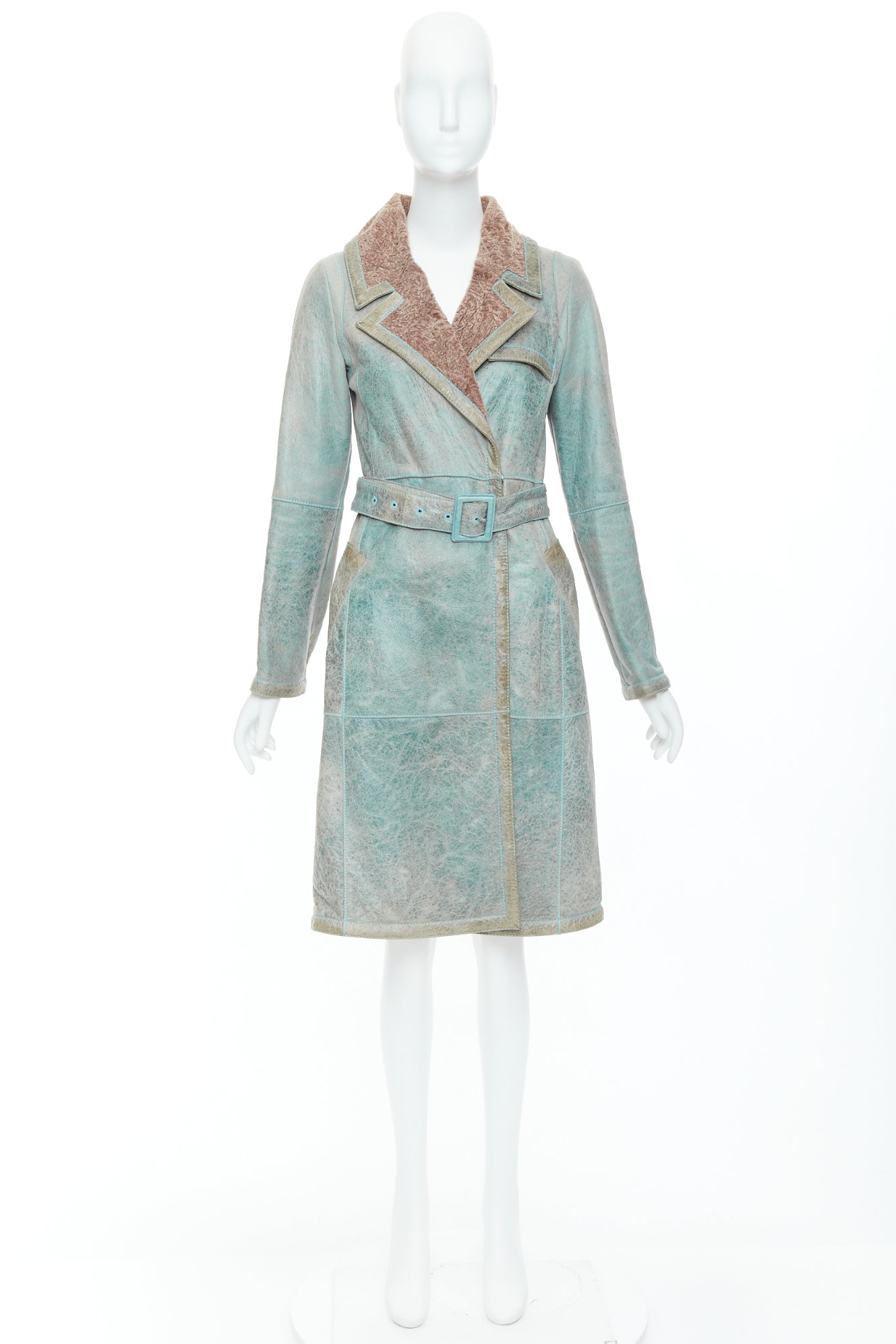 Dior Blue Leather Coat - Image 12