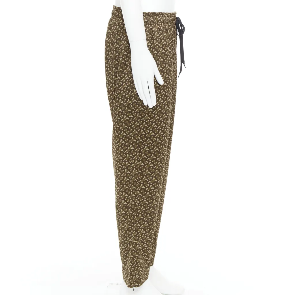 Burberry Logo Jogger Pants Khaki Polyester Very good - Model View