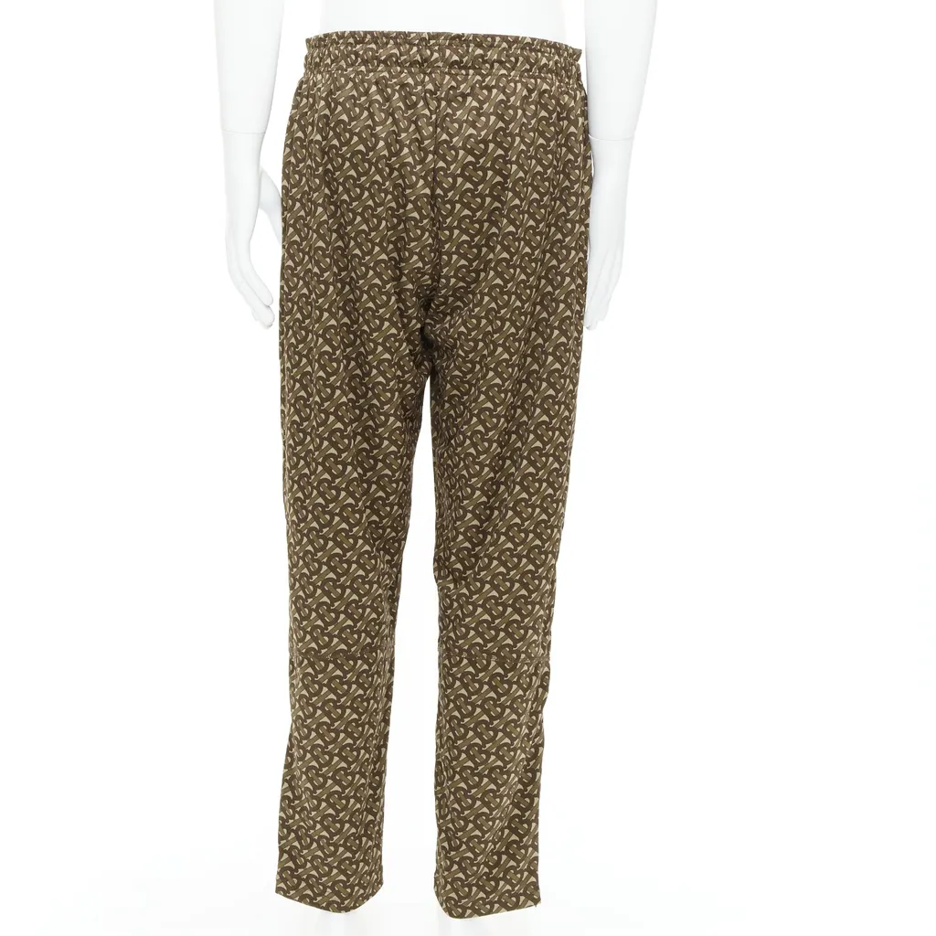 Burberry Logo Jogger Pants Khaki Polyester Very good - Box View