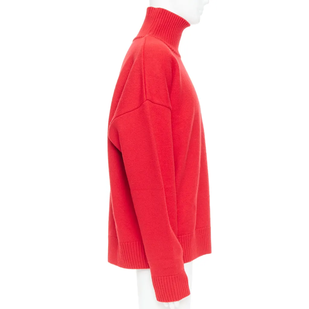 Ami Heart Logo Turtleneck Red Wool Very good - Model View
