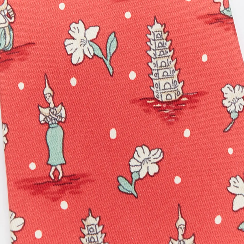Hermès Thailand Pagoda Tie Red Silk Very good - Inside View