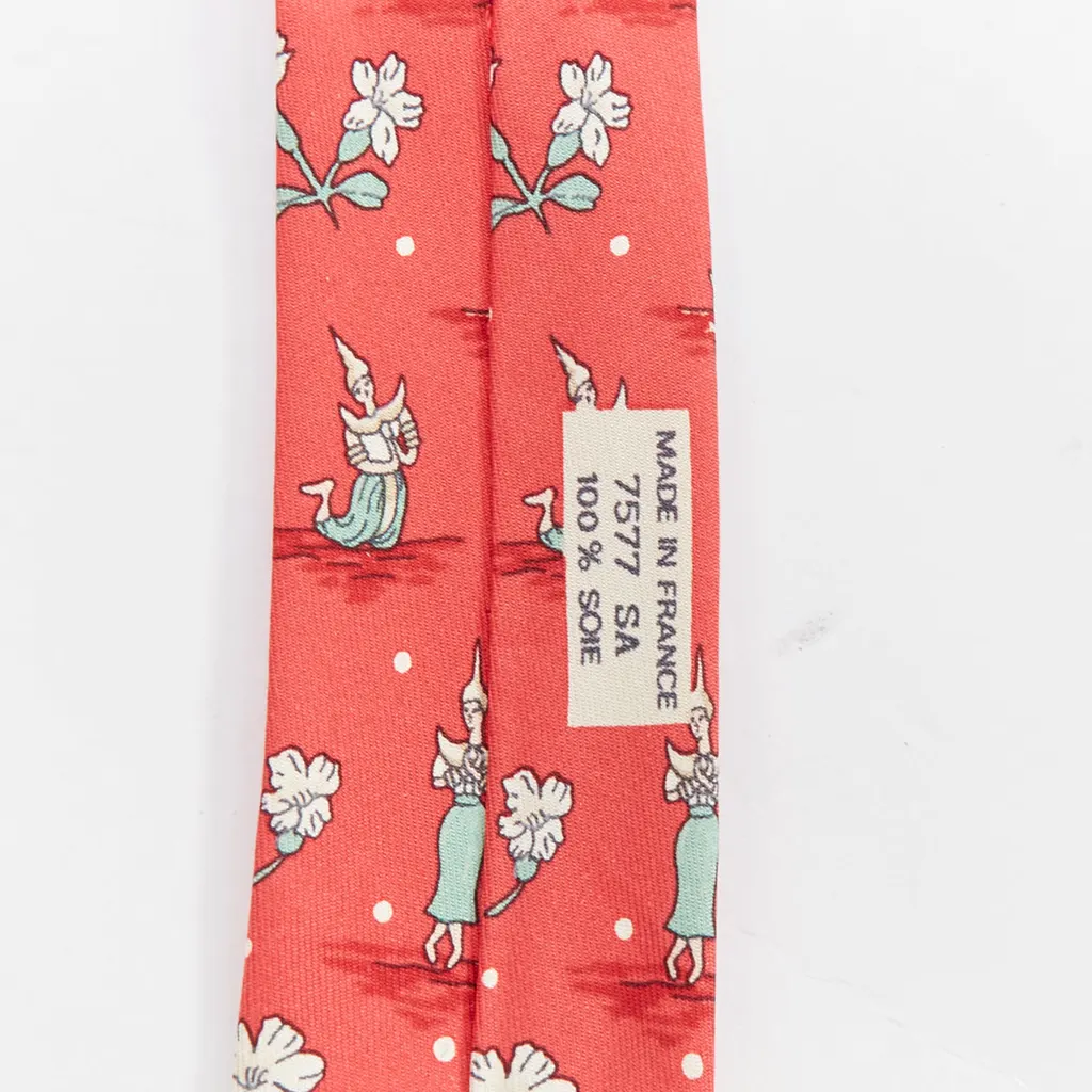 Hermès Thailand Pagoda Tie Red Silk Very good - Model View