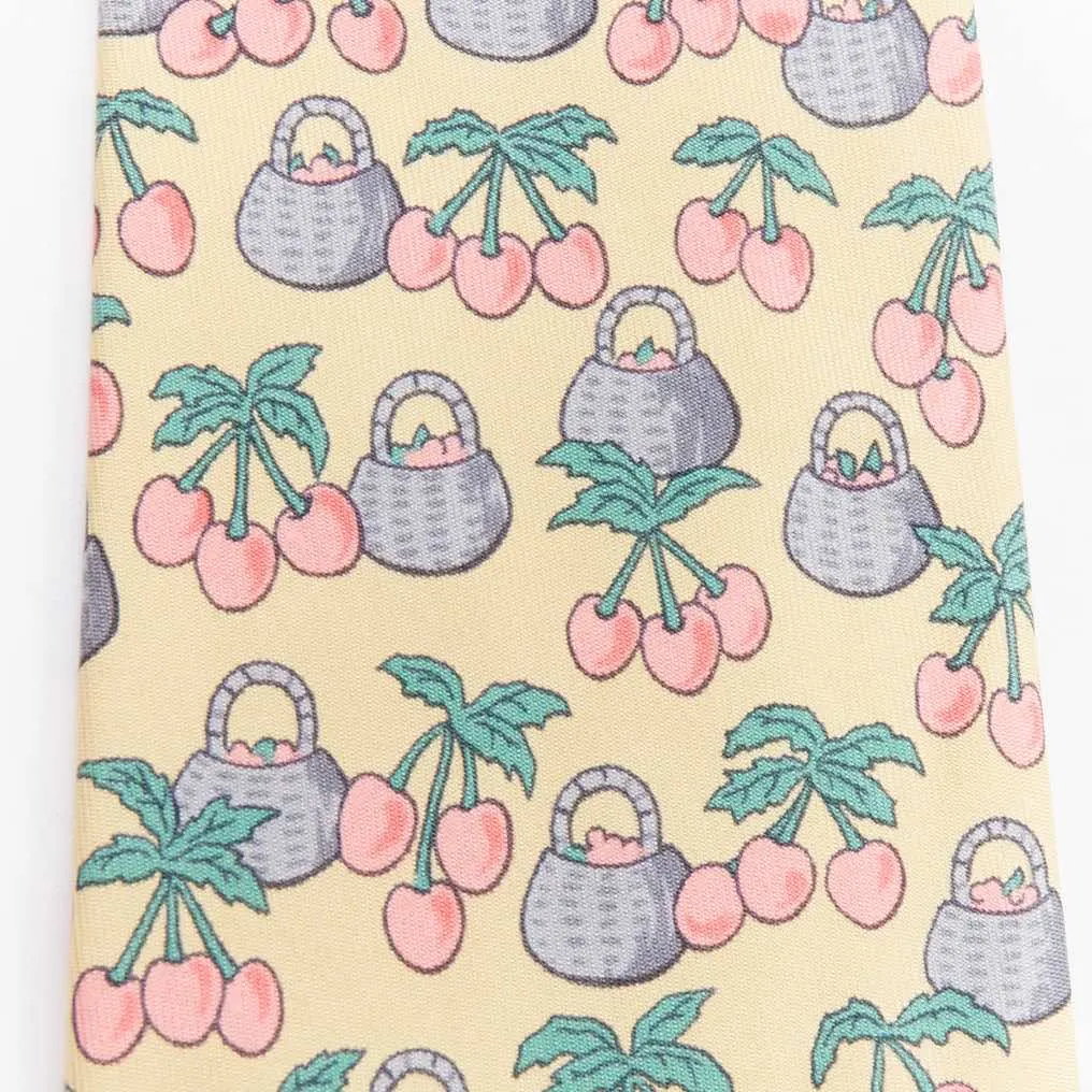 Hermès Cherry Basket Tie Beige Silk Very good - Inside View
