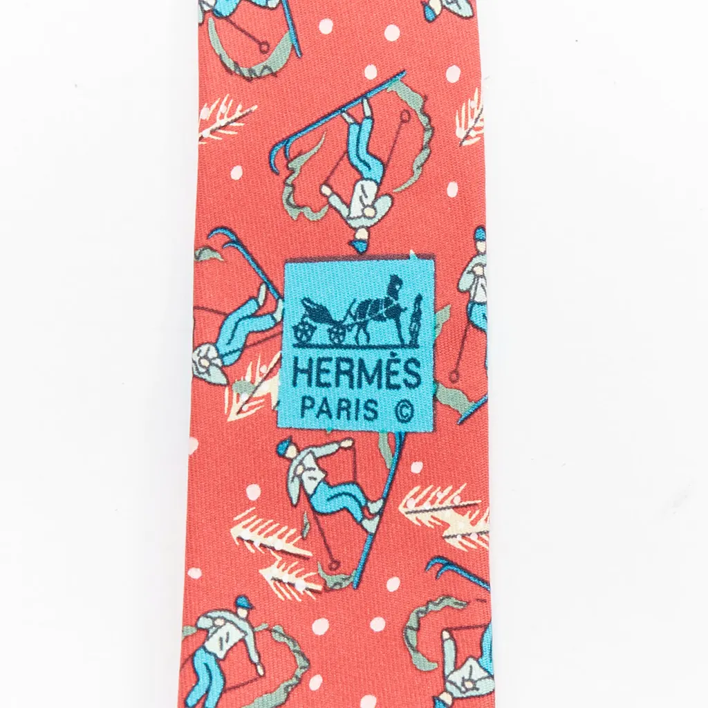 Hermès Skiier Snow Tie Red Silk Very good - Model View