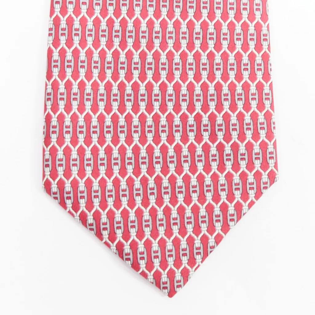 Hermès Signature H Chain Tie Red Silk Very good - Back View