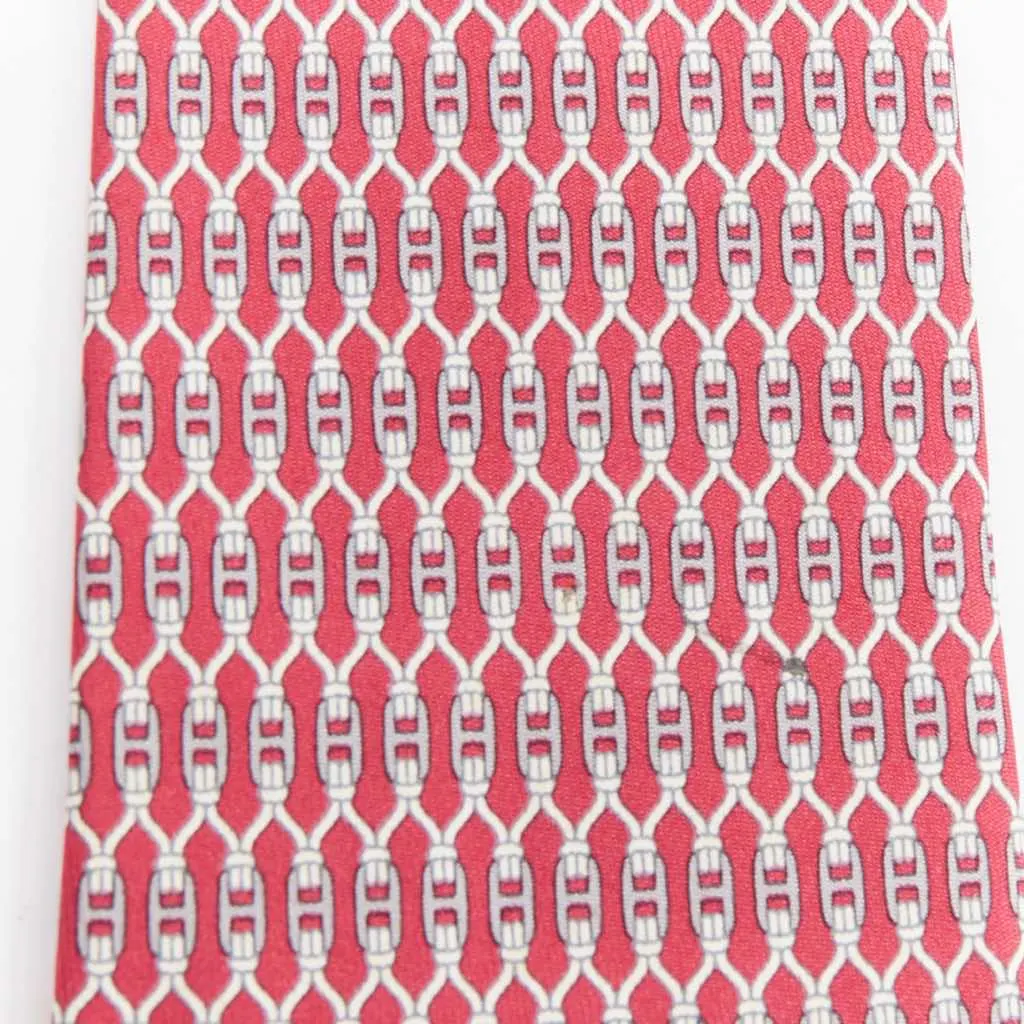 Hermès Signature H Chain Tie Red Silk Very good - Inside View