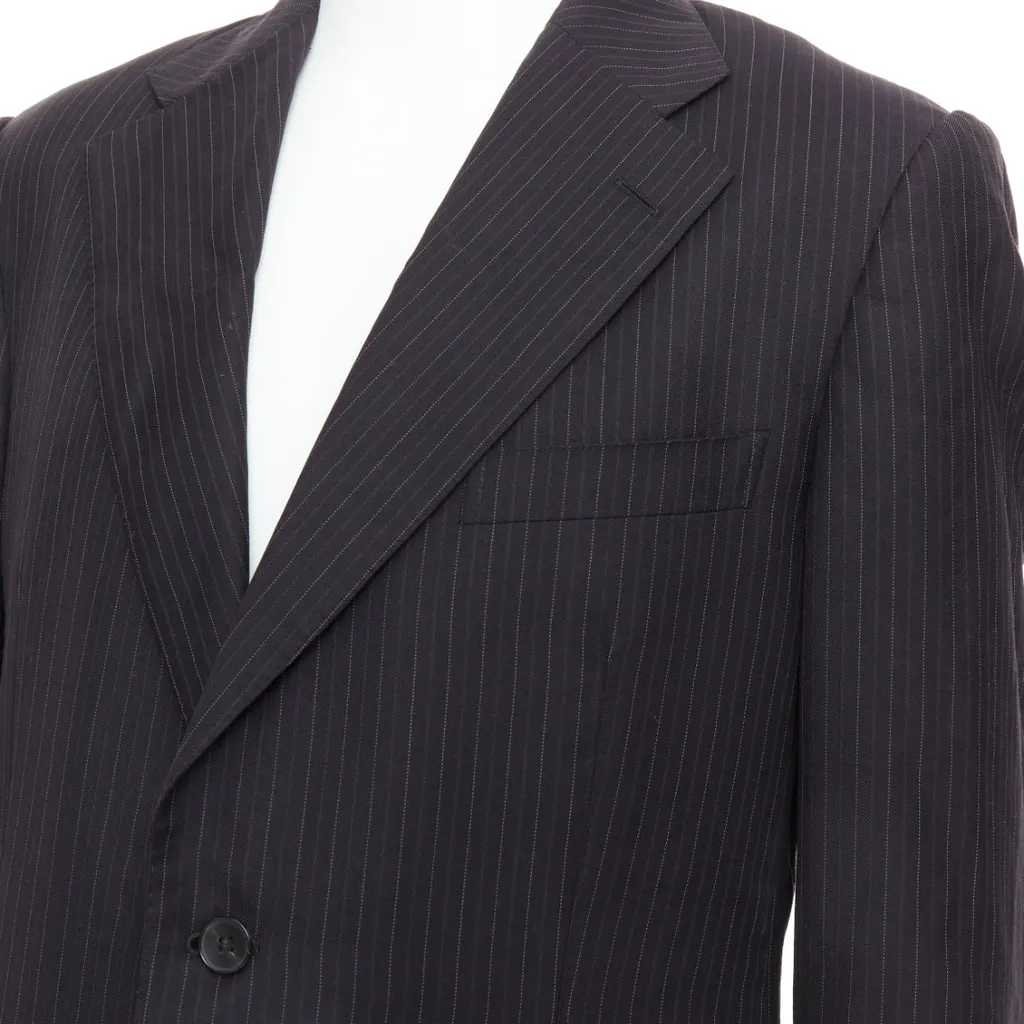 Gucci Grey Pinstripe Blazer Grey Wool Very good - Back View