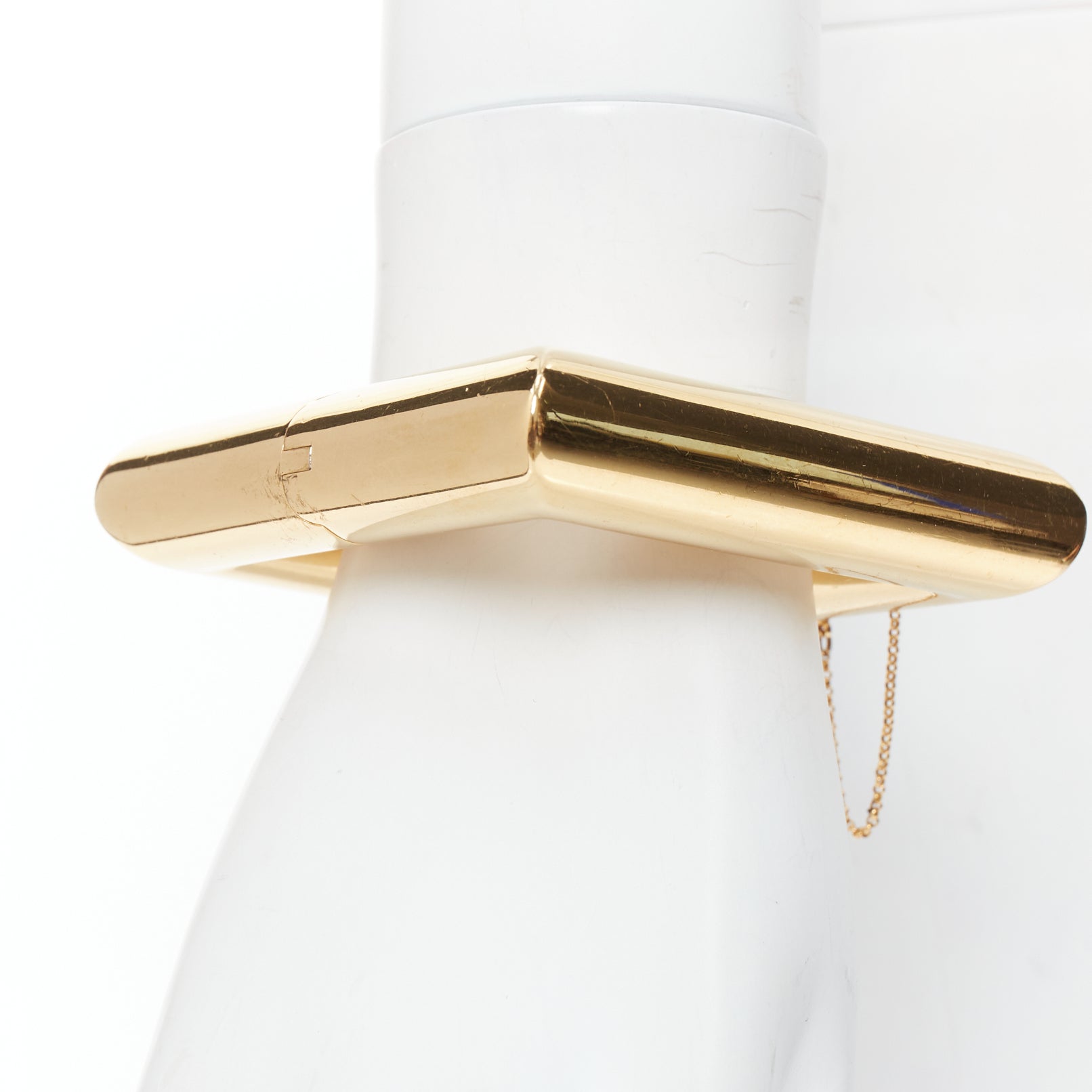 Celine Gold Tubular Square Bangle - Image 6