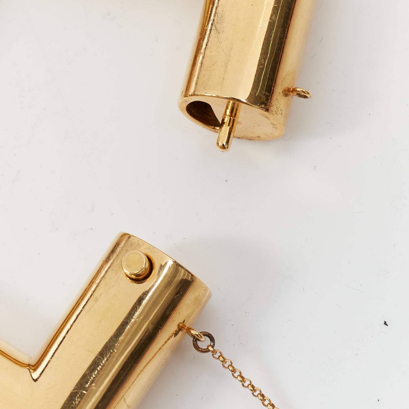 Celine Gold Tubular Square Bangle - Side view