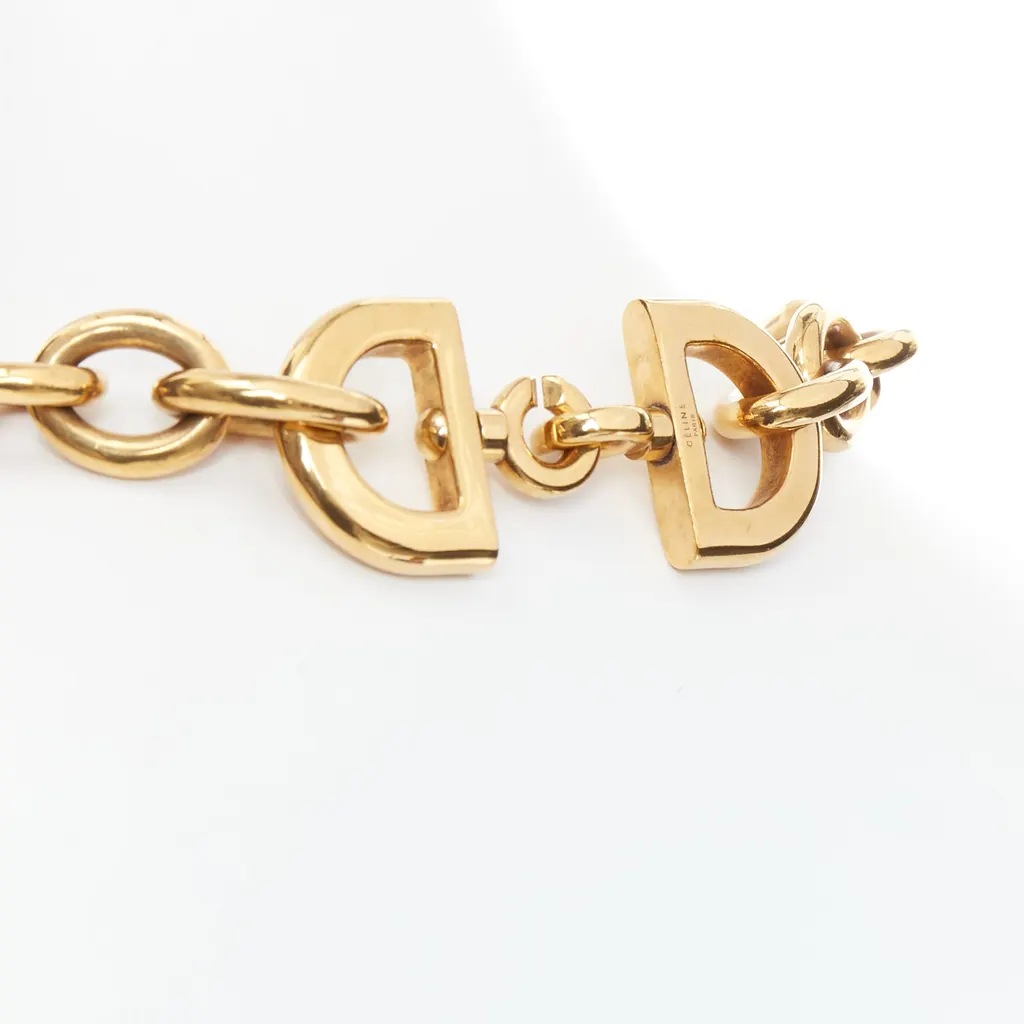Celine Chunky Loop Necklace Beige Metal Very good - Back View