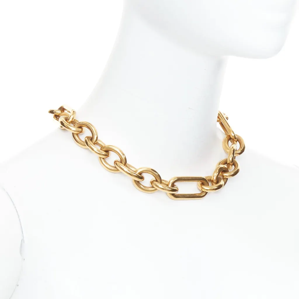 Celine Chunky Loop Necklace Beige Metal Very good - Inside View