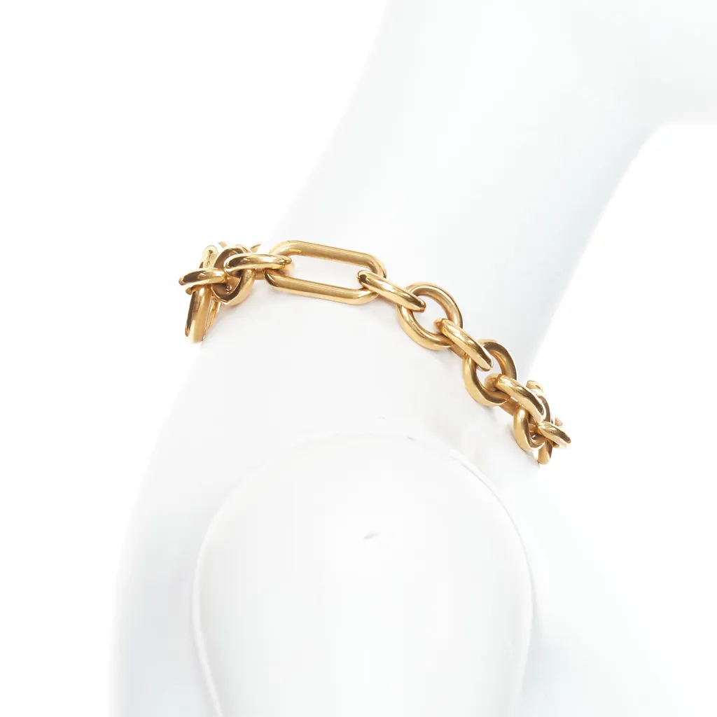 Celine Chunky Loop Necklace Beige Metal Very good - Model View