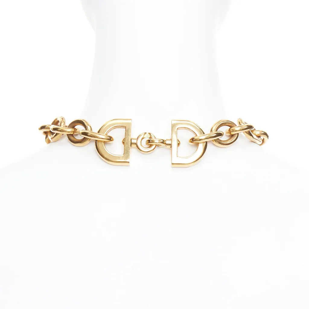 Celine Chunky Loop Necklace Beige Metal Very good - Box View