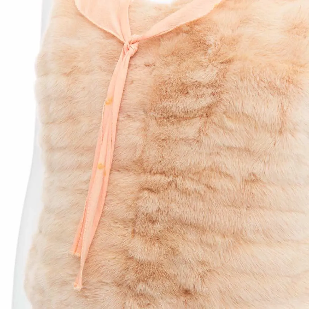 Prada Dyed Fur Satin Vest Ecru Silk Fair - Back View